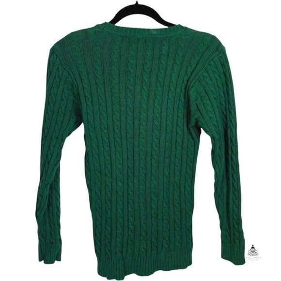 Disneystore Vintage Girls Green Crew Neck Embroidered Cable Knit Sweater L - Picture 2 of 4